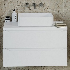 Mixline Тумба с раковиной Виктория 80 подвесная белая софт – фотография-3