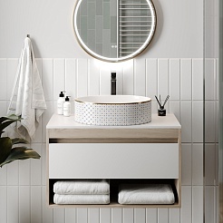 Teymi Раковина накладная Lori 50.5 T50479 белая с орнаментом – фотография-8