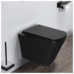Azario Унитаз подвесной Teramo AZ-0052-UQ3MB безободковый черный матовый – фотография-2