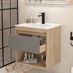 Teymi Тумба с раковиной Vitra 60 подвесная дуб/графит – фотография-5