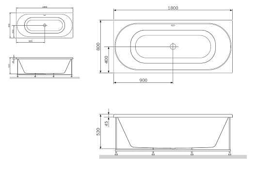 Am.Pm Акриловая ванна Bliss L 180х80 ARB – фотография-2