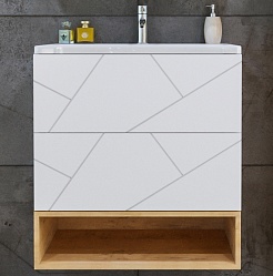 Бриклаер Мебель для ванной Кристалл 70 с нишей белая/дуб бунратти – фотография-5