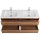 BelBagno Тумба под раковину Kraft 140 подвесная 4 ящика Rovere Nebrasca Nature двойная раковина – фотография-9
