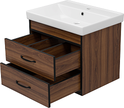 Misty Тумба с раковиной Кедр 60 подвесная орех/черная – фотография-4