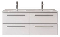 Cezares Тумба с раковиной Eco Cer-N 120 с 4 ящиками bianco lucido CZR-8073-120-2 ручки серые – фотография-1