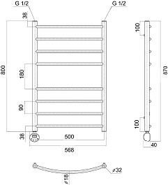 Domoterm Полотенцесушитель электрический Калипсо П8 500x800 EL хром – фотография-4