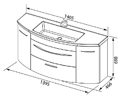 De Aqua Мебель для ванной Лонг 140, зеркало Экстра EXT V 150 FP – фотография-8