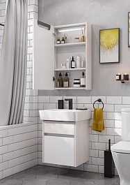 Акватон Зеркальный шкаф Верди Pro 50 белый/ясень фабрик – фотография-6