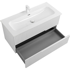 Cezares Тумба с раковиной Duet-N 100 подвесная CZR-8073-100 ясень белый софт – фотография-5