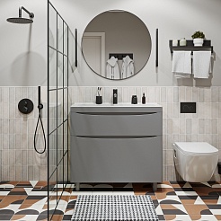 Vivon Тумба с раковиной Ostin 90 напольная серая матовая – фотография-10