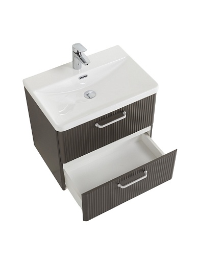 BelBagno Тумба с раковиной Due 50 подвесная Оружейная сталь ручки Белые – фотография-6