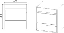 Viant Тумба под раковину Бостон 50 1 ящик подвесная белая/дуб вотан – фотография-5