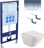 Aquatek Унитаз подвесной Лира AQ1155-00 в комплекте с инсталляцией Standard INS-0000012 с клавишей смыва KDI-0000010 глянцевый хром и крепления KKI-0000002