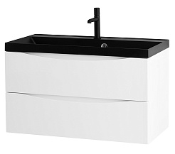 BelBagno Тумба с раковиной Marino 80 подвесная Bianco Lucido с раковиной 80/45 ART-AST-NERO – фотография-1