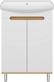 Misty Тумба с раковиной Сканди 60 белая/дуб крафт золотой/антрацит – фотография-3