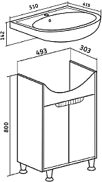 Runo Тумба под раковину Эко 50 белая матовая/железный камень – фотография-3