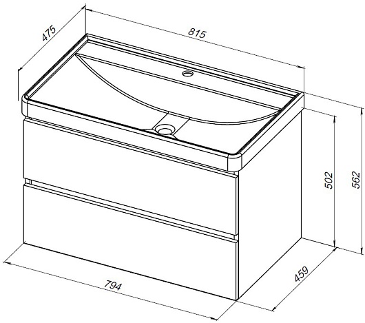 Aquanet Тумба под раковину Вега 80 подвесная белая глянцевая – картинка-9