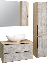 Runo Шкаф пенал Мальта 35 R подвесной дуб/серый – фотография-4