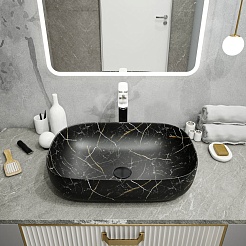 Teymi Раковина накладная Solli 60 Artceramic T50399 черный мрамор – фотография-6