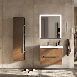 Equil Тумба с раковиной Forest 80 2 ящика подвесная орех/графит – фотография-9