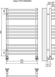 Terminus Полотенцесушитель водяной Берн П13 530x800 хром – фотография-3