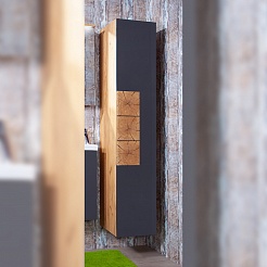 Бриклаер Пенал для ванной Форест 35 дуб золотой/антрацит – фотография-3