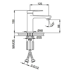 Frap Смеситель для раковины H85 F1085-9 оружейная сталь – фотография-2