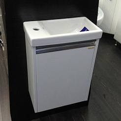 Водолей Тумба с раковиной Бридж 40 L с ручкой Рейлинг подвесная белая – фотография-11