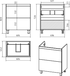 Misty Мебель для ванной Атлантик 70 L 2 ящика белая – фотография-10