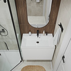 Vivon Тумба с раковиной Kristi 80 подвесная белая матовая рифленая – фотография-6