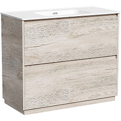 Sancos Тумба с раковиной Libra Floor 100 дуб галифакс натуральный раковина Element 101 CN7003 – фотография-1