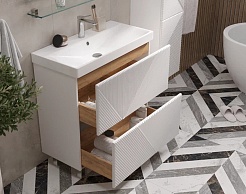 Velvex Тумба с раковиной Edge 80.2Y белый глянец – фотография-5