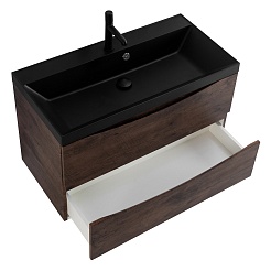 BelBagno Тумба с раковиной Marino 80 подвесная Rovere Moro с раковиной 80/45 AST-NERO – фотография-3