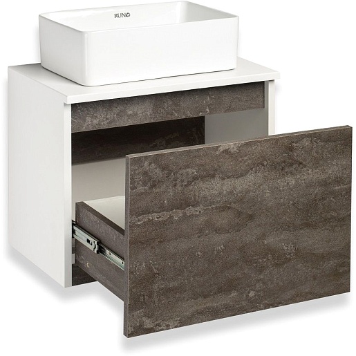 Runo Тумба с раковиной Бари 50 Duo подвесная железный камень/белая – картинка-3