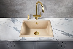 Milacio Мойка кухонная Leon 55 Cuarzo бежевая – фотография-3