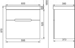 Jorno Тумба с раковиной Moduo Slim 60 белая Mod.01.60/P/W подвесная – фотография-3