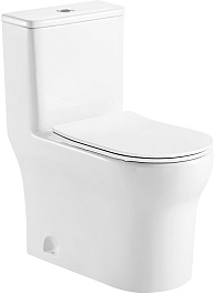 Azario Унитаз-моноблок Sinto AZ-1098 безободковый с бачком с сиденьем микролифт белый – фотография-1