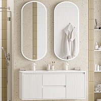 Brevita Мебель для ванной с двойной раковиной Wine 120 подвесная белая