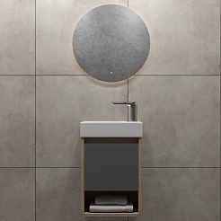 Teymi Тумба с раковиной Nura 37 R подвесная дуб/графит – фотография-11