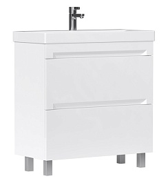 Equil Тумба с раковиной Corner 80 2 ящика напольная белая – фотография-1