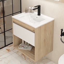 Teymi Тумба с раковиной Vitra 60 подвесная дуб/белый – фотография-4