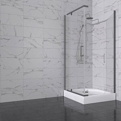 Triton Душевой уголок Терра-Графит 90x90 стекло прозрачное профиль графит с поддоном – фотография-3