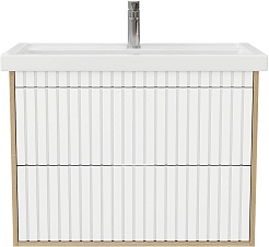 Onika Тумба с раковиной Дайлер 80 подвесная белая/дуб сонома – фотография-2