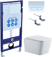 Aquatek Унитаз подвесной Либра New AQ0530N-00 в комплекте с инсталляцией Standard INS-0000012 с клавишей смыва KDI-0000021 белый глянец и крепления KKI-0000002