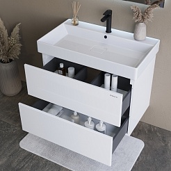 Onika Тумба с раковиной Эсквана 80 подвесная белая – фотография-8