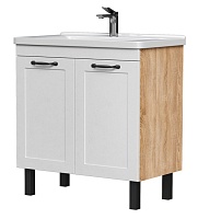 Equil Тумба с раковиной Lago 80 2 ящика напольная белая/дерево