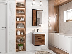 Misty Тумба под раковину Кедр 50 подвесная орех/черная – фотография-6