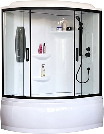 Royal Bath Душевая кабина ALP RB 140ALP-T-BL-R 140x95 R стекло прозрачное профиль черный матовый – фотография-1