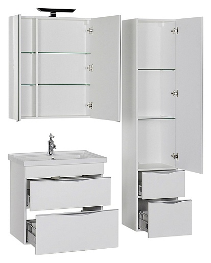 Aquanet Зеркальный шкаф "Эвора 70" белый – фотография-6