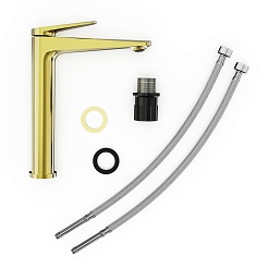 Tokito Смеситель для раковины KIN брашированное золото TOK-KIN-1012 – фотография-2